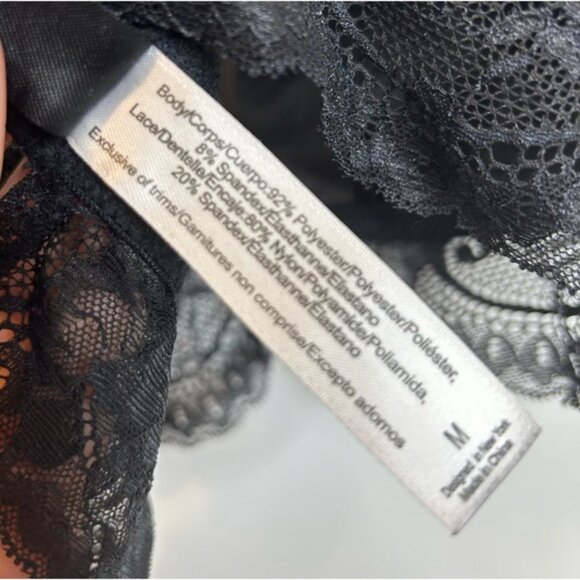 Adore Me Lace Trim Velvet Bra Bralette Black Gold - Picture 6 of 7